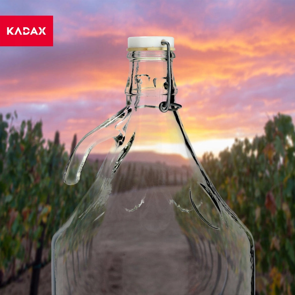 Damigiana KADAX da 5 litri per vino, liquori, sidro, bottiglia + tappo