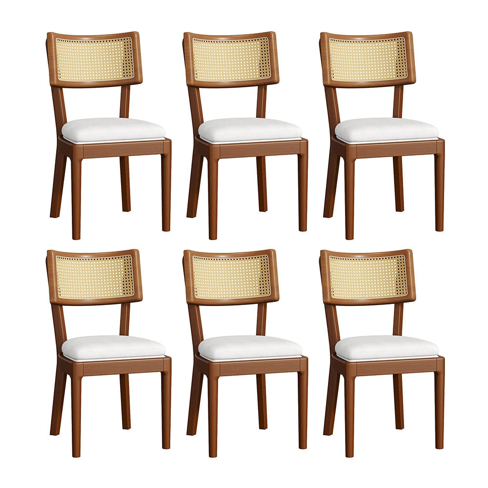 Set 6 sedie da pranzo - Xylo - legno e rattan lino/noce