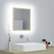 Specchio da Bagno LED-Specchio decorativo con LED Rovere Sonoma 40x8,5x37 cm in Acrilico