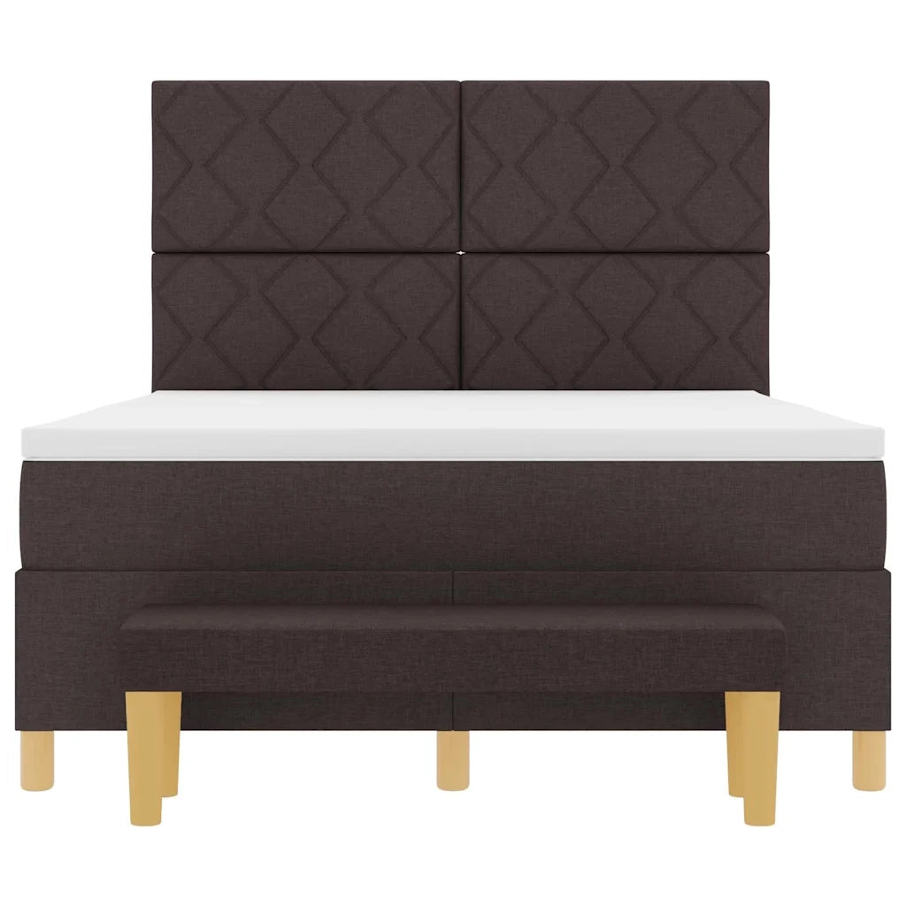 Letto a molle con testiera Marrone scuro 190 x 140 cm Tessuto 3344376