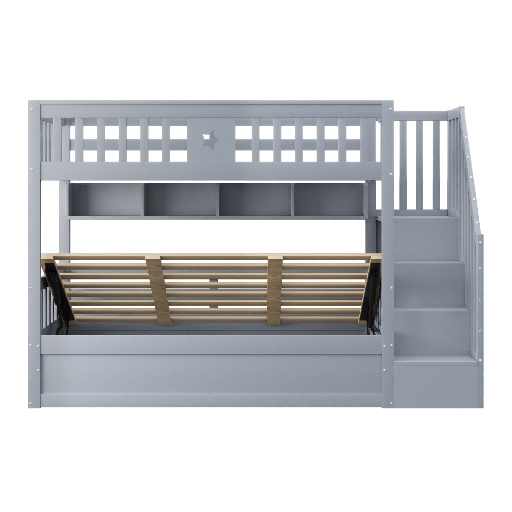 Letto a castello funzione contenitore legno grigio 90x200 cm