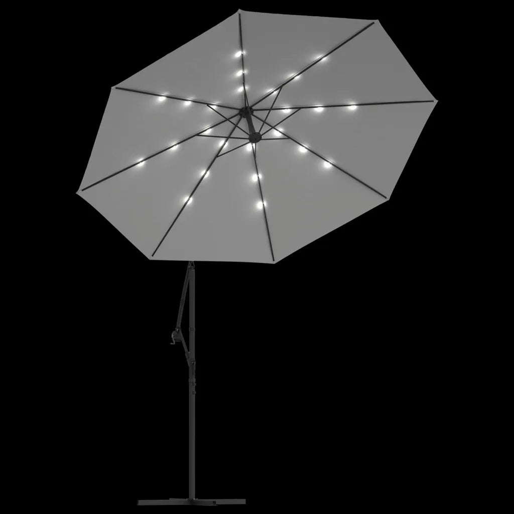 Ombrellone Pensile con Luci LED-Ombrello da giardino balcone 300 cm Sabbia Palo in Metallo