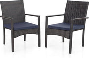 Set di 2 Sedie a Rotolo per Giardino - 62 x 62 x 89 cm - Sedie con Cuscino in Nero e Blu Marino