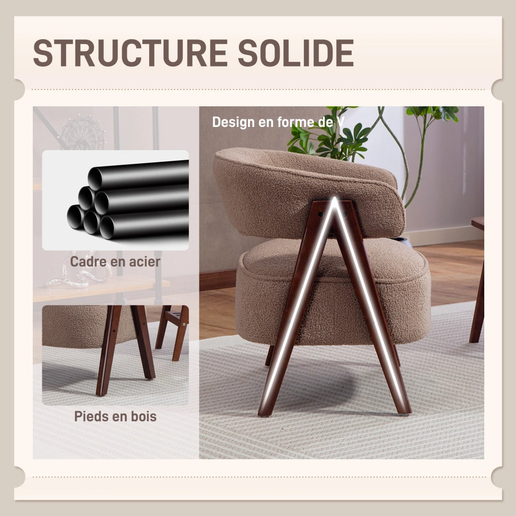 Poltrona in tessuto bouclette ¨C zephmum ¨C 70x64x71 cm, marrone