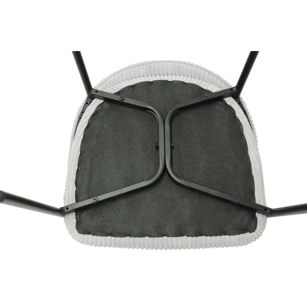 Sedia da pranzo IMANY – Velluto a coste grigio chiaro – Braccioli – Piedi in metallo nero – Stile design / industriale
