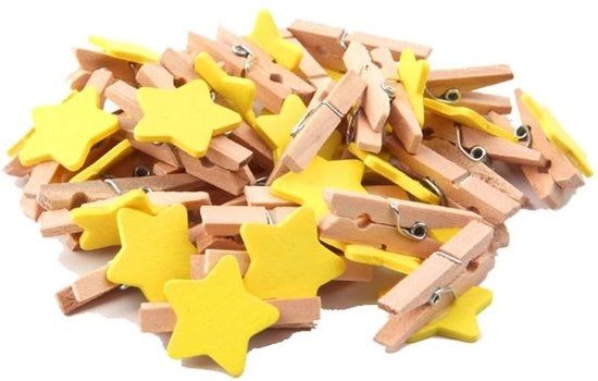 Wasknijpers in legno da 50 pezzi - Fotoclips mini - Decorazione artigianale - Dimensioni 3 x 0,4 cm - Clips decorativi