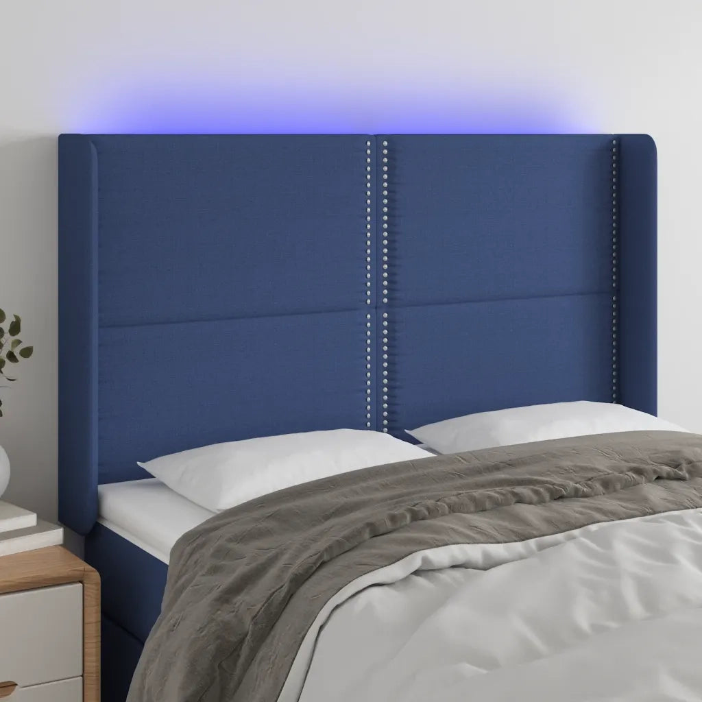Testiera | Testata a LED Blu 147x16x118/128 cm in Tessuto