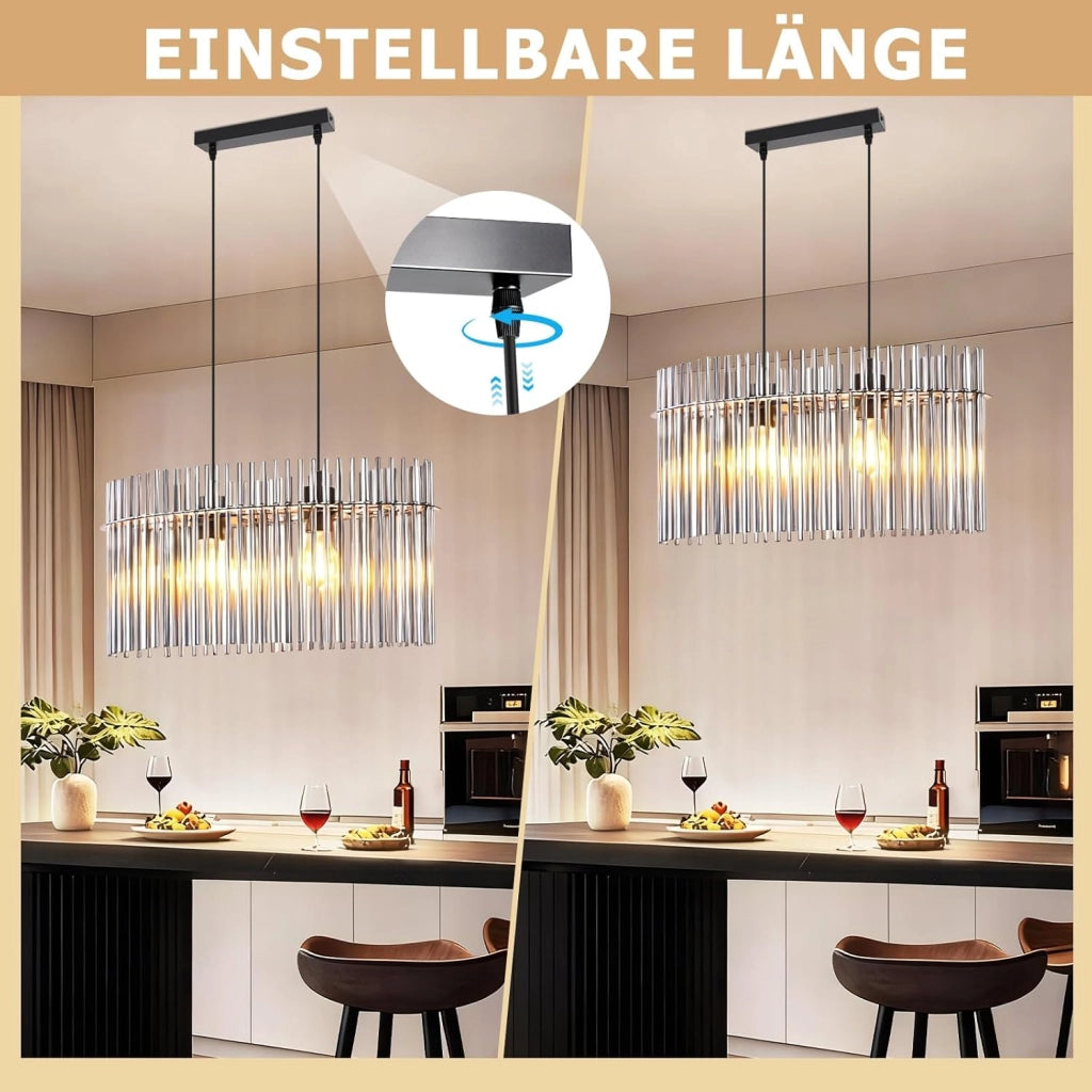 Lampada a sospensione ZMH 2 luci E27 in vetro nero per cucina soggiorno (senza lampadina)