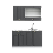 Cucina completa Fame-Line Antracite-oro/Bianco 140 cm, PL Marmo Vicco