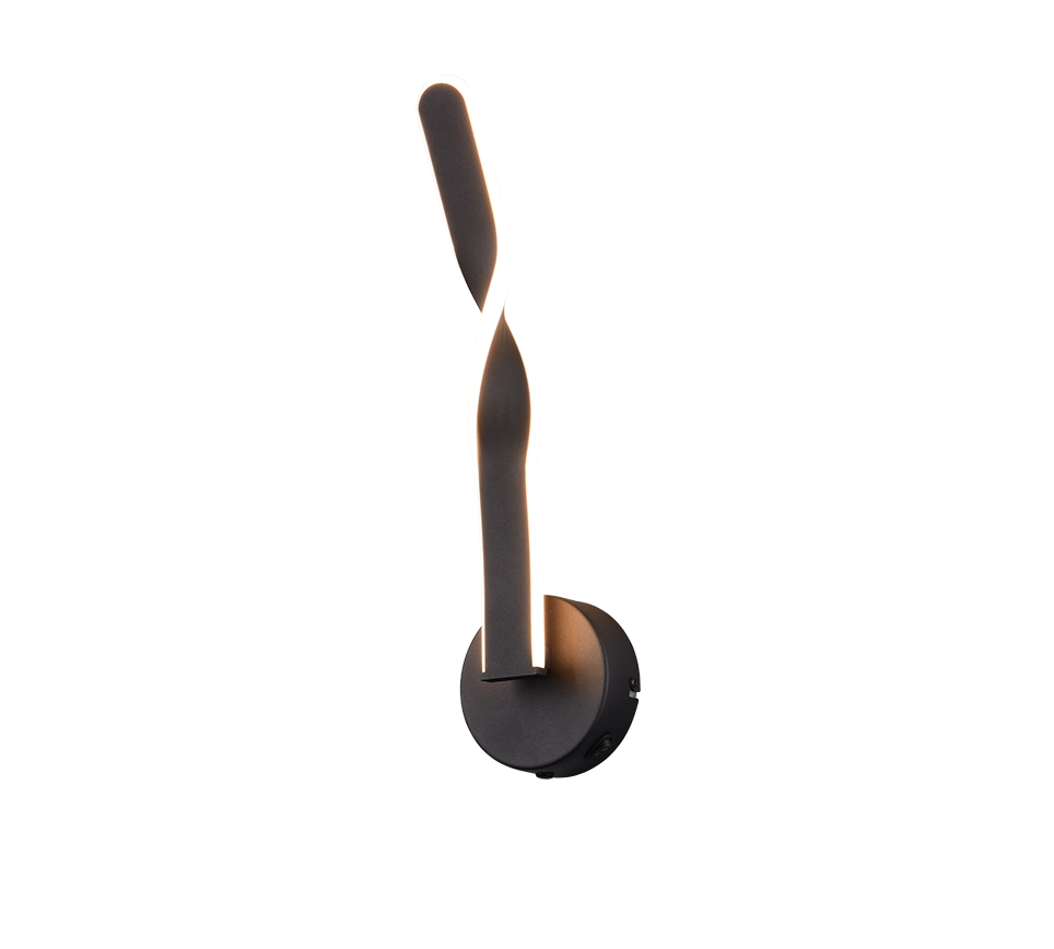 Applique LED, metallo, nero, H 46 cm, Ginko