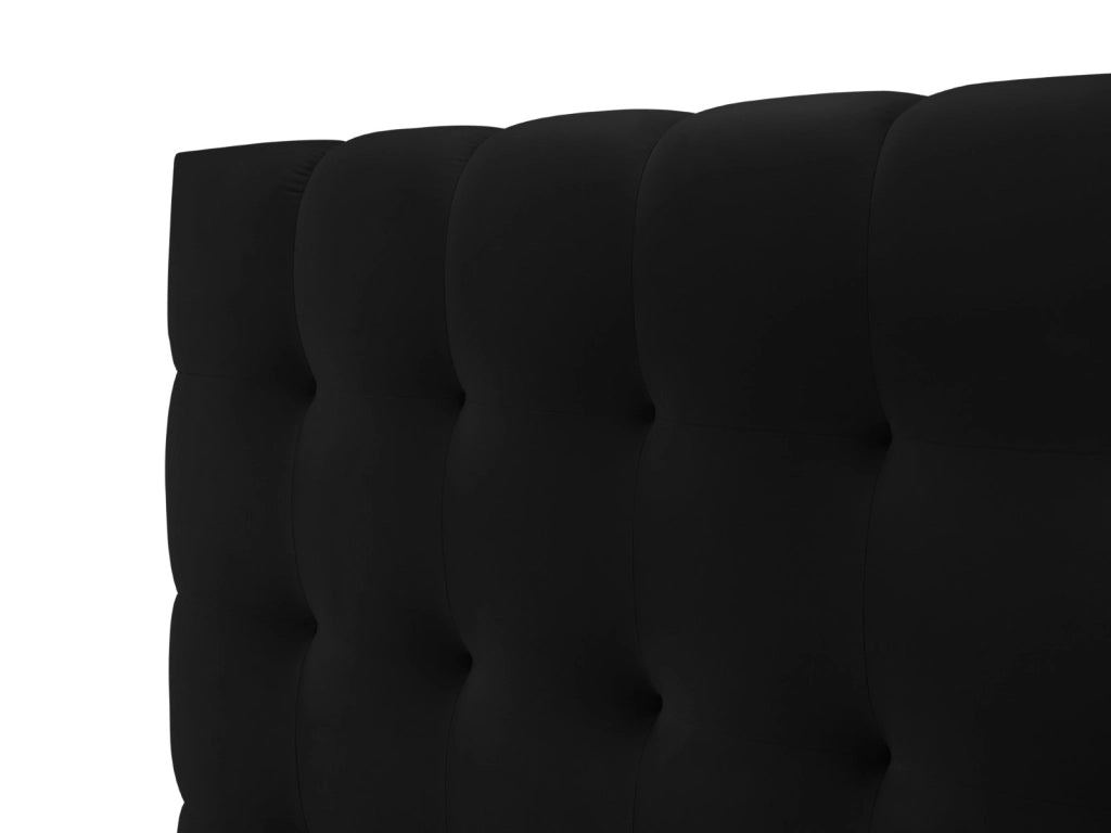 Cosmopolitan Design - Letto a cassettone con testiera doppia "Bali" 180x200cm in velluto nero 