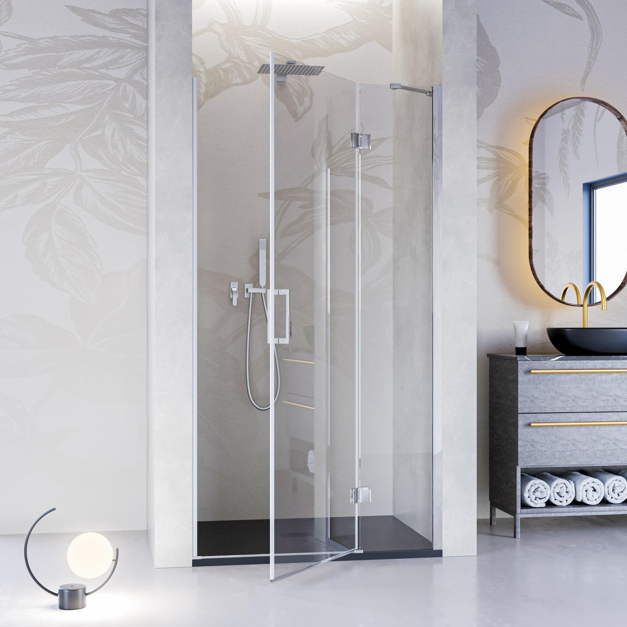 Porta Parete Doccia 100 cm 1 Anta Battente in Cristallo Trasparente 8mm H195 Bonussi Isabel