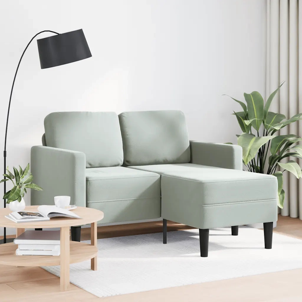 Divano 2 Posti con Chaise a L-Sofa 2 Posti con Chaise Grigio Chiaro 125 cm in Velluto
