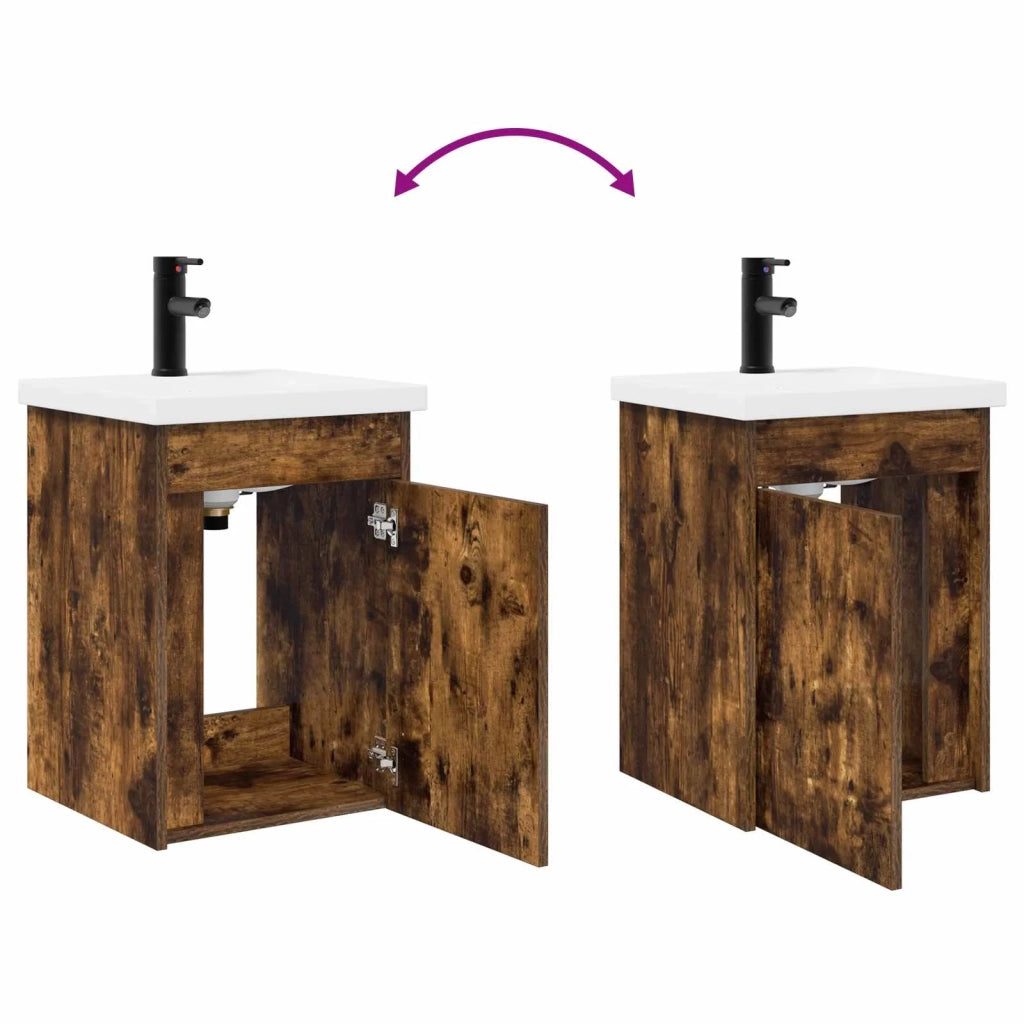 Mobile bagno con rubinetto Rovere Fumo 42 x 40 x 74,5 cm 889533