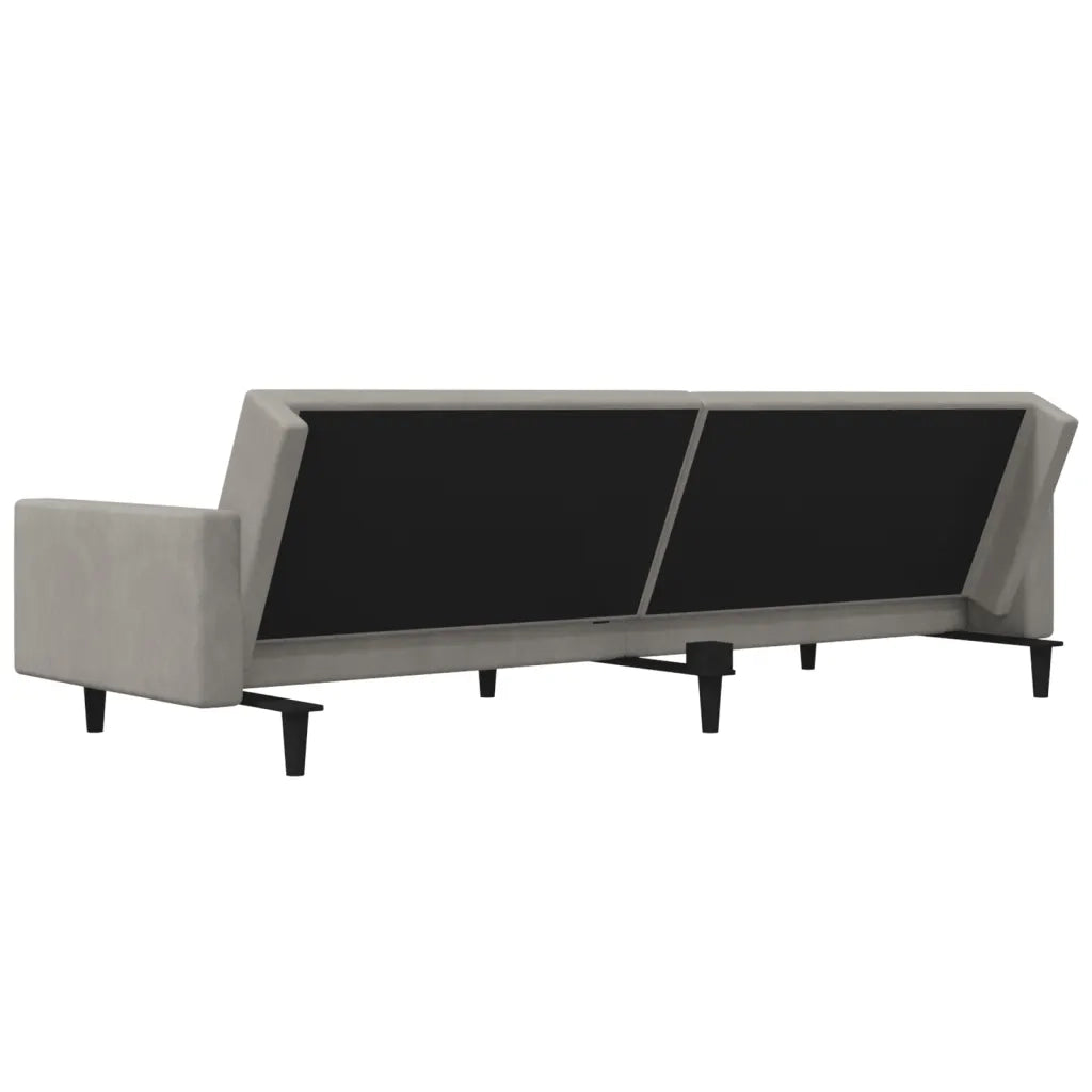 Divano Letto a 2 Posti con 2 Cuscini Grigio Chiaro in Velluto 375816
