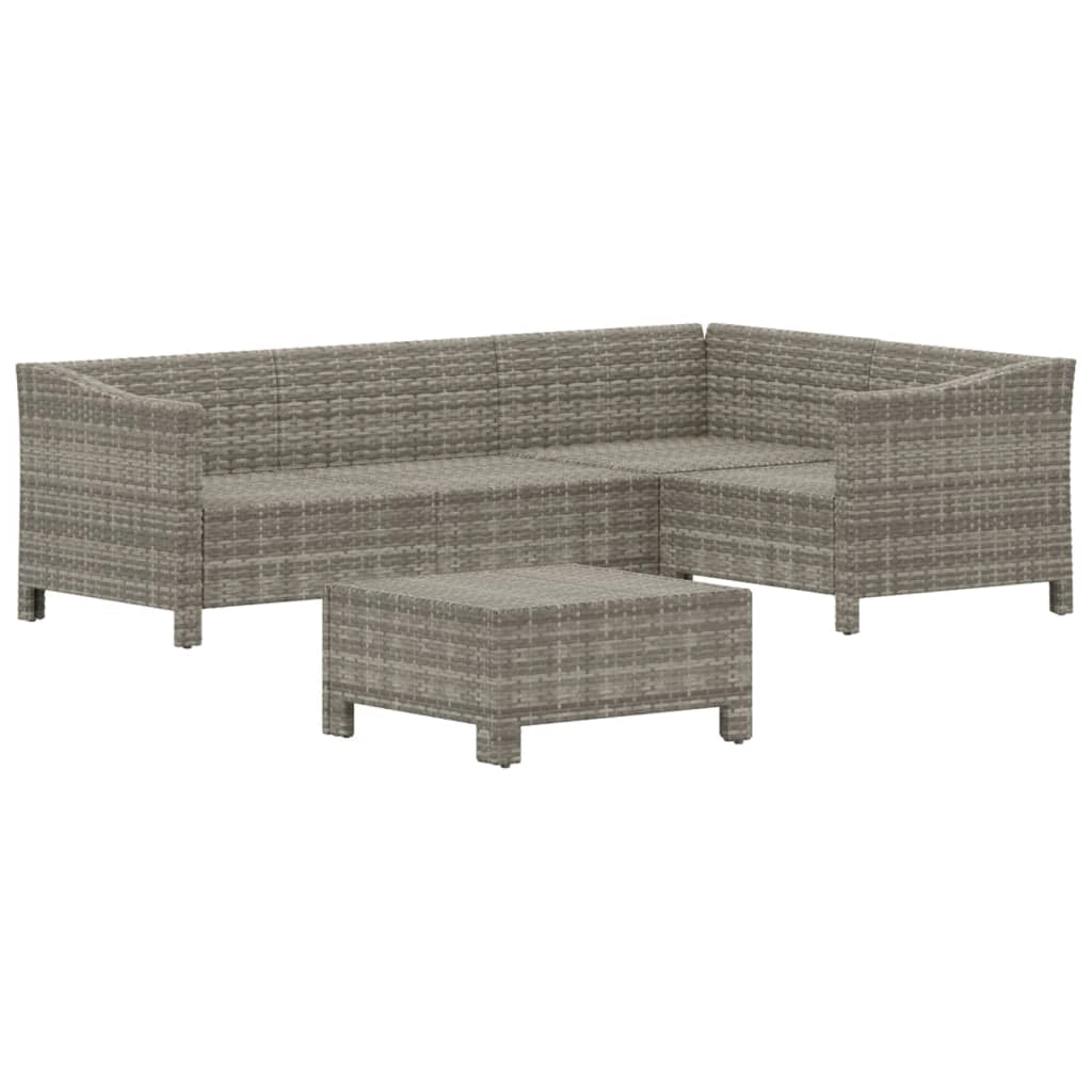 Set di mobili da giardino mobili da esterno set da 5 pezzi con cuscini resina intrecciata grigia 02_0016402