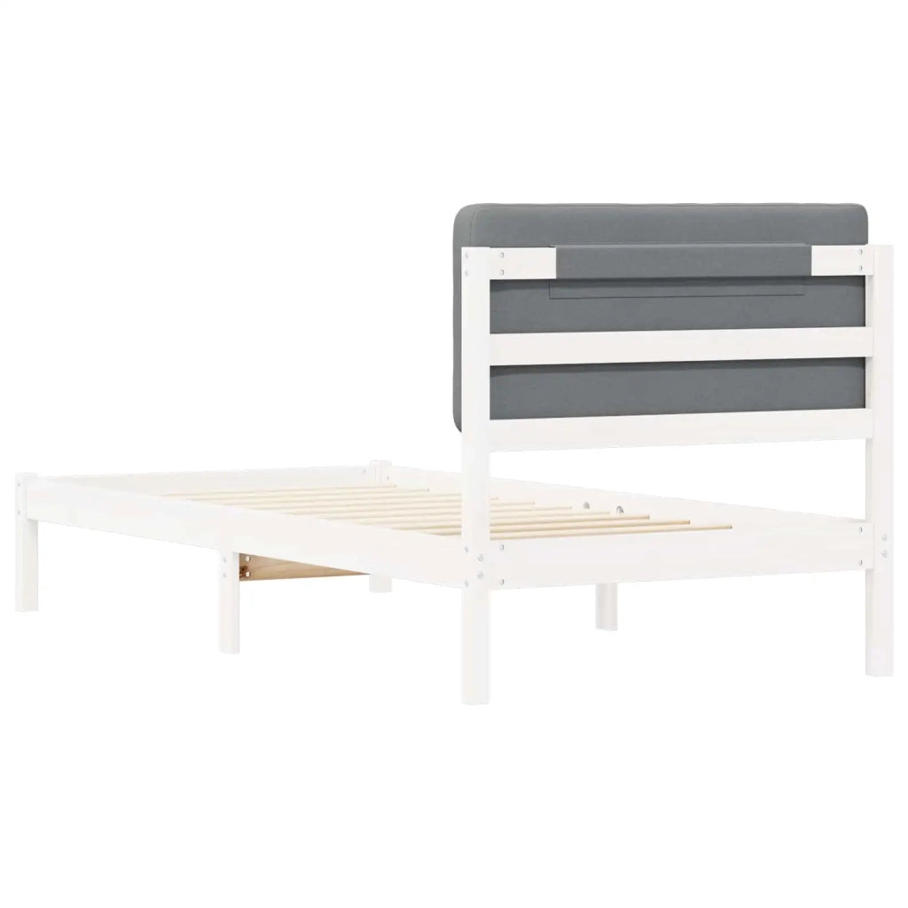 Letto con Testiera Rivestita Grigio chiaro 90 x 190 cm