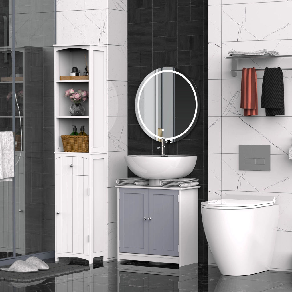 Mobile Bagno Sottolavabo ¨C zephmum ¨C 2 Ante Grigio Bianco Legno 60x30x60 cm