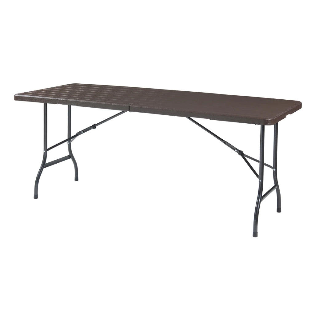 Tavolo da campeggio pieghevole 180 x 75 x 72 cm effetto legno marrone scuro 03_0010998