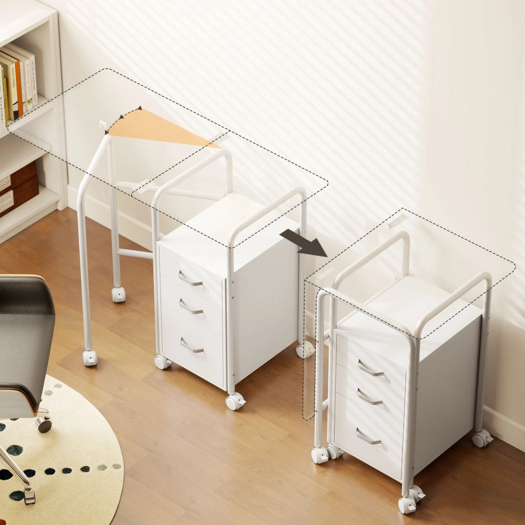 Scrivania per computer con cassetti e ruote ¨C Minimal ¨C 105x51x75,5 cm, bianco