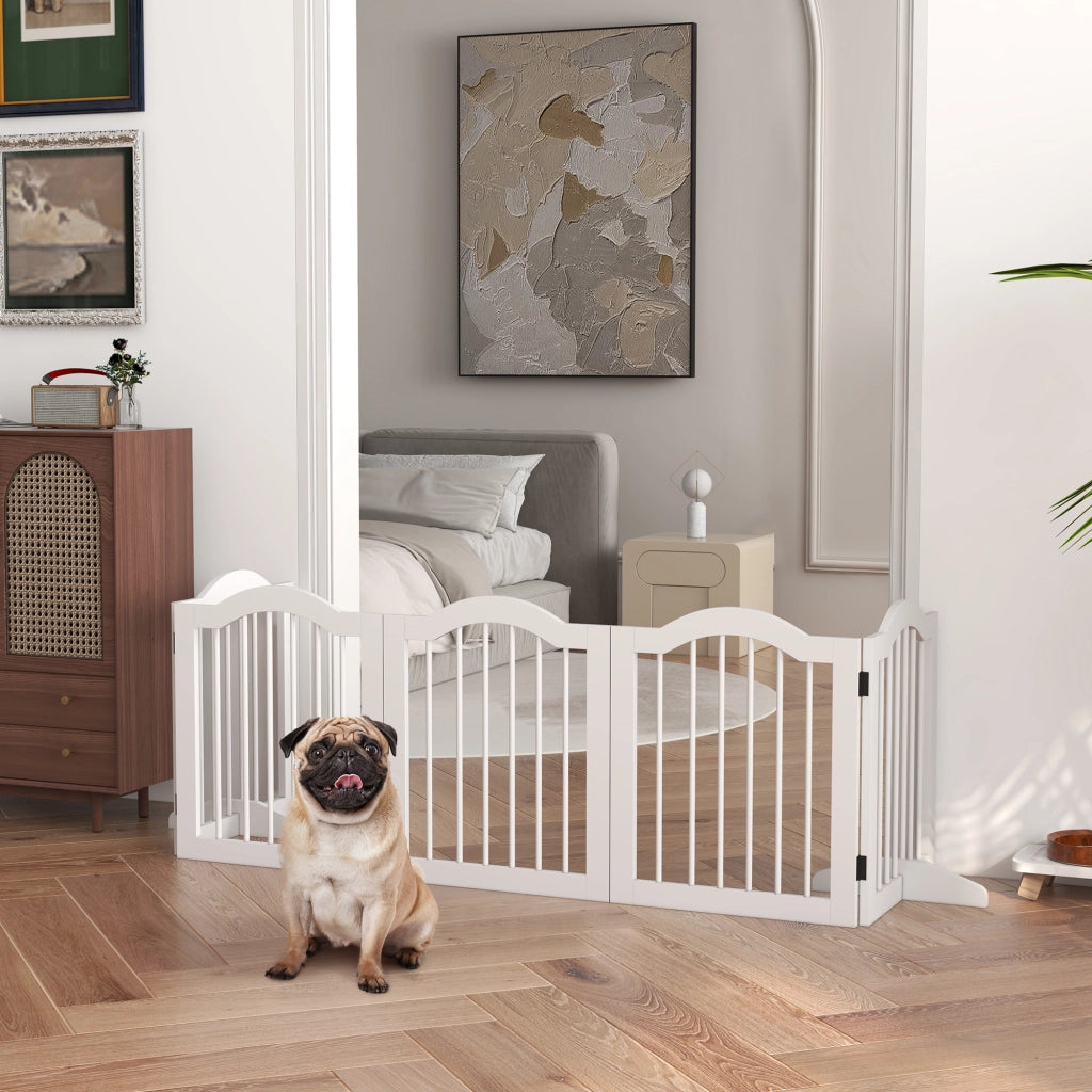 Cancello per cani 5 pannelli pieghevole ¨C zephmum ¨C bianco 261.5x29.5x61 cm