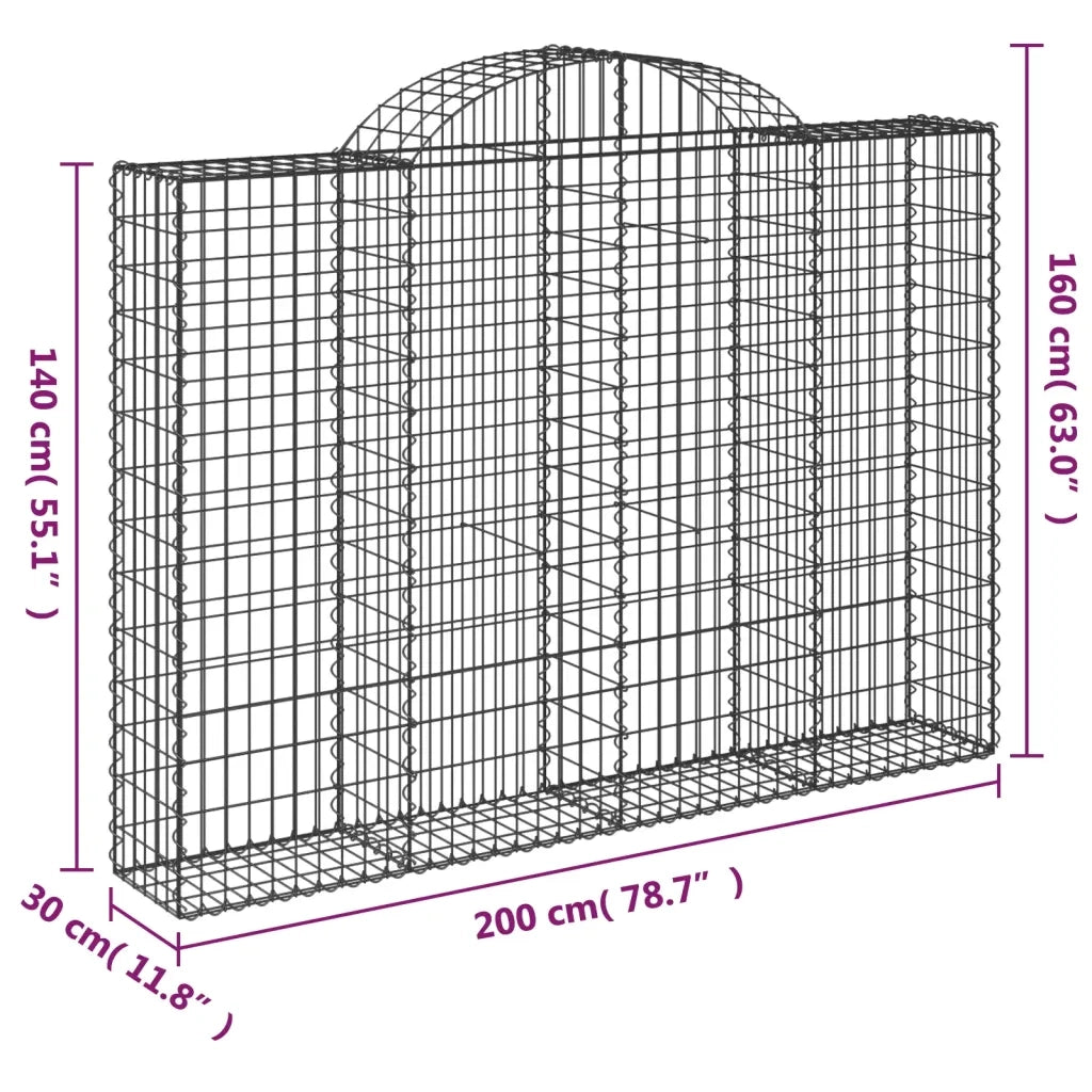 Cesti Gabbioni ad Arco 9 pz 200x30x140/160 cm Ferro Zincato 3146159