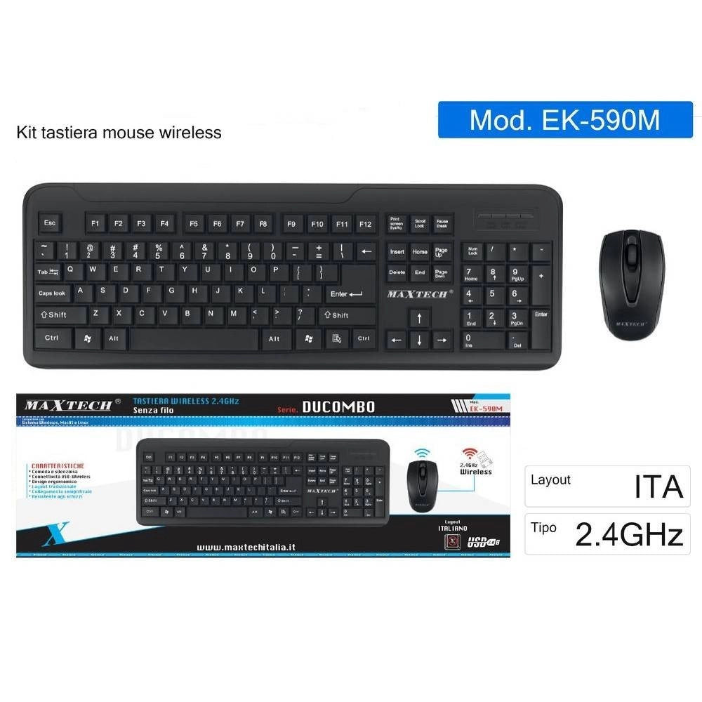 Trade Shop - Kit Tastiera Mouse Wireless 2.4ghz Layout Italiano Pc Windows Mac Linus Ek-590m -