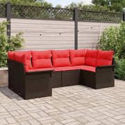 Set Divano da Giardino con cuscino 6 pcs Marrone polyrattan 3345504