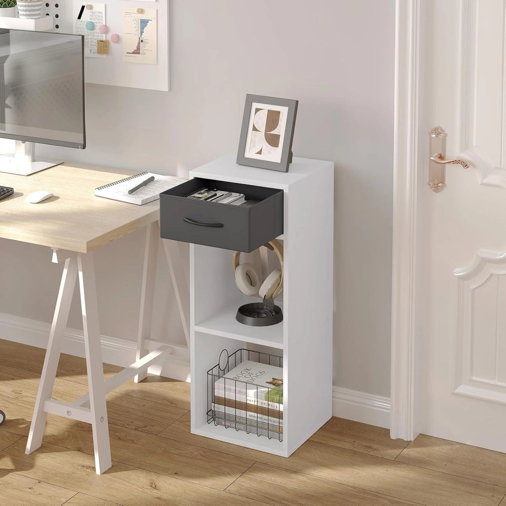 Libreria da Terra, Unità di Stoccaggio a Cubo a 3 Livelli con Cassetto, Unità di Scaffale in Piedi Scaffale a Cubo Aperto, per Studio, Camera da Letto e Soggiorno, Rovere chiaro, SK055hei