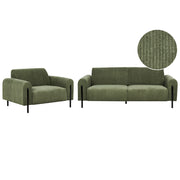 Set soggiorno divano 3 posti e poltrona imbottita in velluto verde con schienale regolabile stile elegante moderno