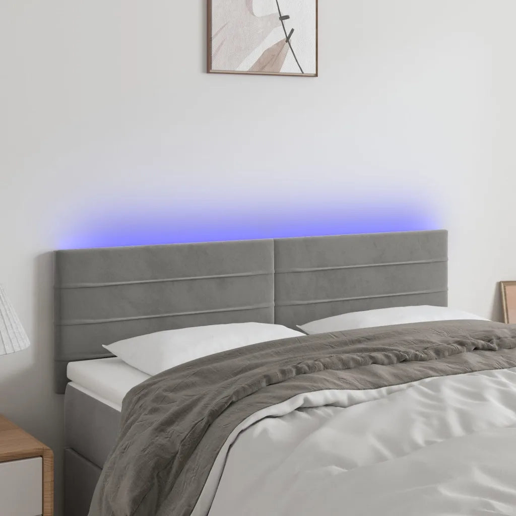 Testiera | Testata a LED Grigio Chiaro 144x5x78/88 cm in Velluto