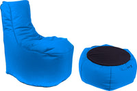 Poltrona Pouf e Tavolino in Acrilico Pomodone Royal Blu
