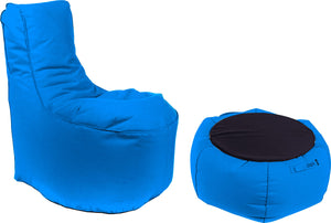 Poltrona Pouf e Tavolino in Acrilico Pomodone Royal Blu