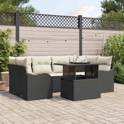 Set Divano da Giardino con cuscino 7 pcs Nero Poly Rattan 3348393