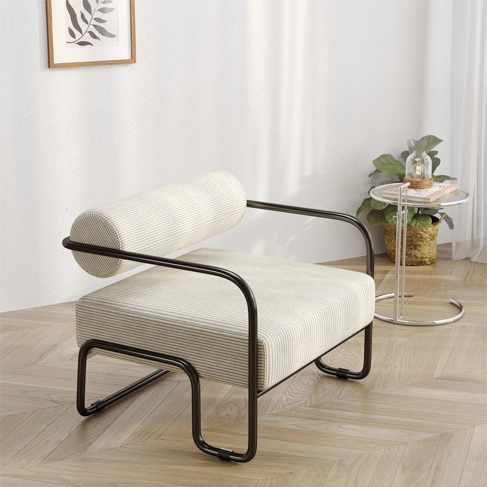 Poltrona Lounge ¨C Xylo ¨C Velluto a Coste, Struttura in Metallo Nero, 68.5x73x70.5