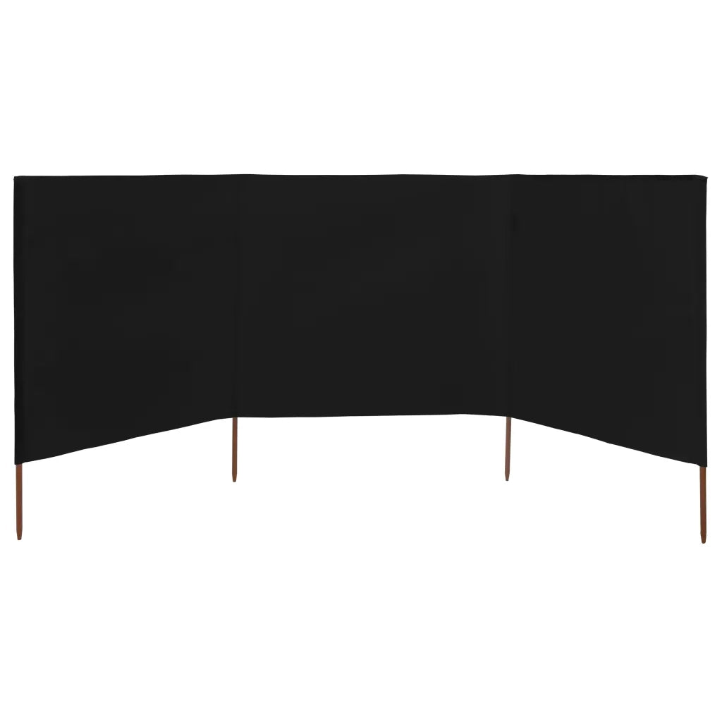 Paravento a 3 Pannelli in Tessuto 400x120 cm Nero 47146