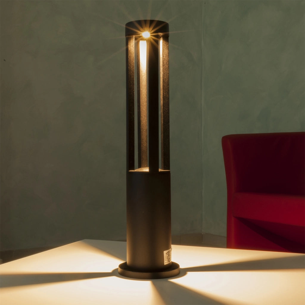 Lampione LED 12W esterno IP65 lampioncino luce giardino cortile viale 60cm 230V NERO 3000K