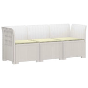 Divano da giardino 3 posti con cuscini in look rattan PP Bianco 3443826