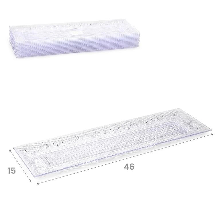 1 Piatto in Plastica Crystal Rettangolare Trasparente 46 x 15 cm