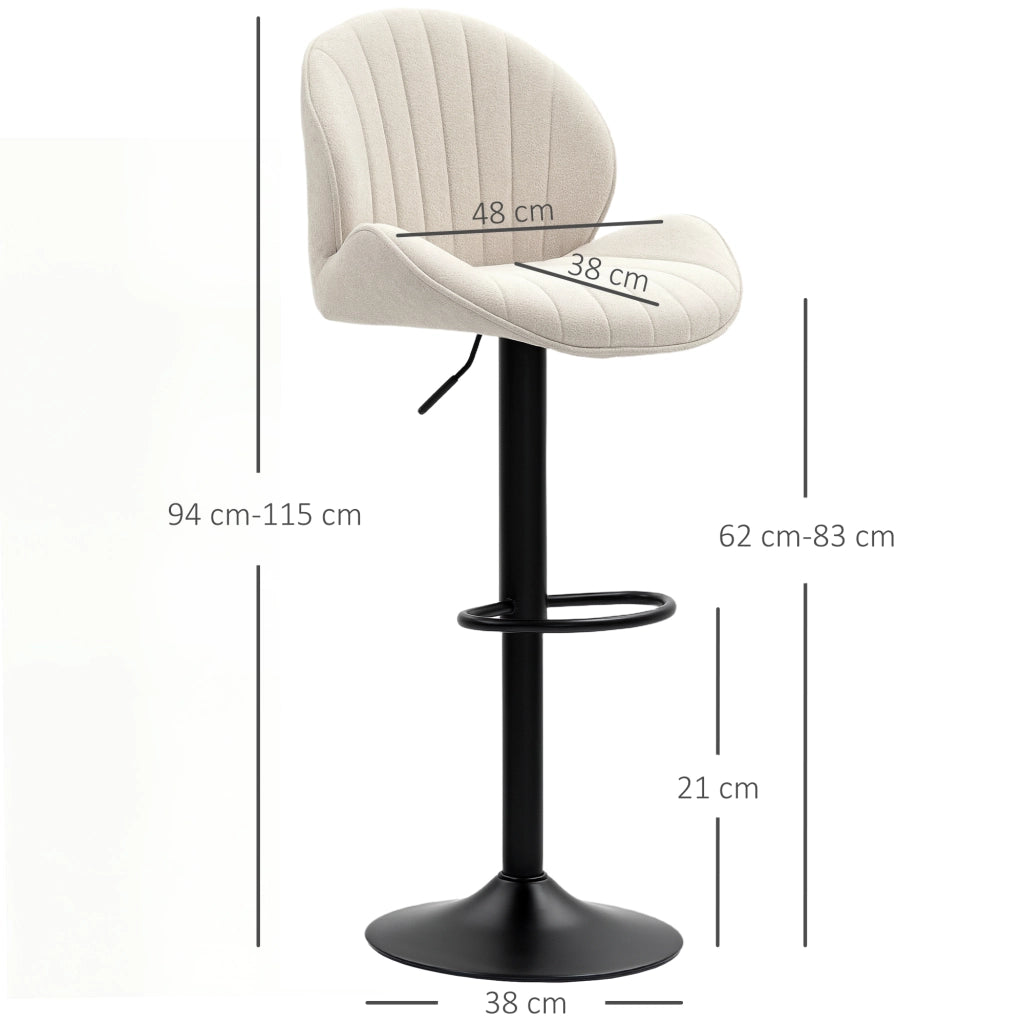 Set 2 sgabelli da bar imbottiti ¨C zephmum ¨C tessuto beige, altezza regolabile, girevoli