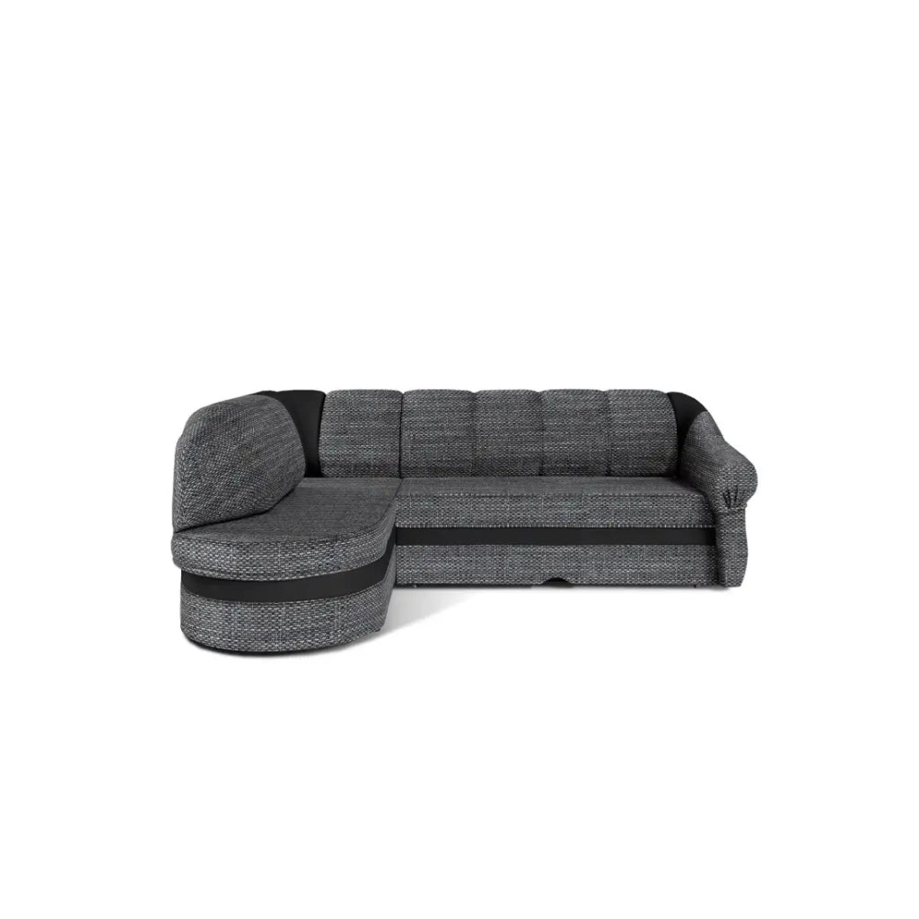 Divano angolare sinistro convertibile BENANA 250 cm grigio e nero con contenitore