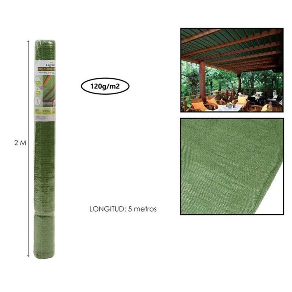 Trade Shop - Set 2pz Rete Telo Ombreggiante Di Copertura Verde 2x5mt Parasole Giardino Esterni 230745 -