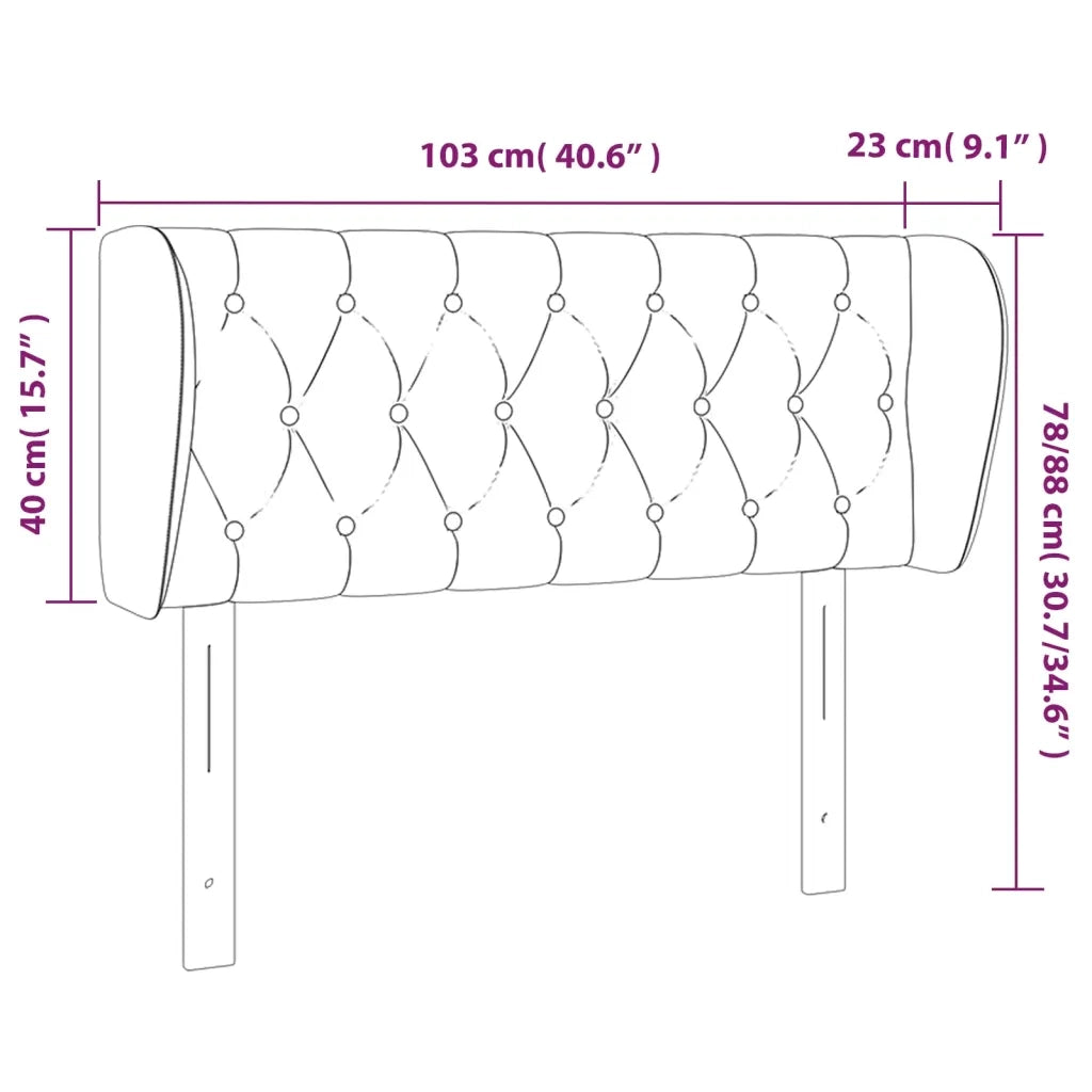 Testiera ad Orecchio-Testata con Orecchie Rosa 103x23x78/88 cm in Velluto 457751