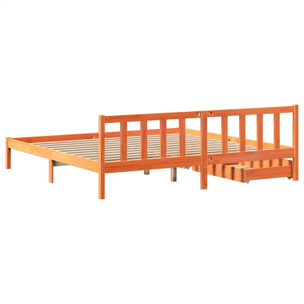 Letto senza Materasso Marrone Cera 180x200 cm in Legno di Pino