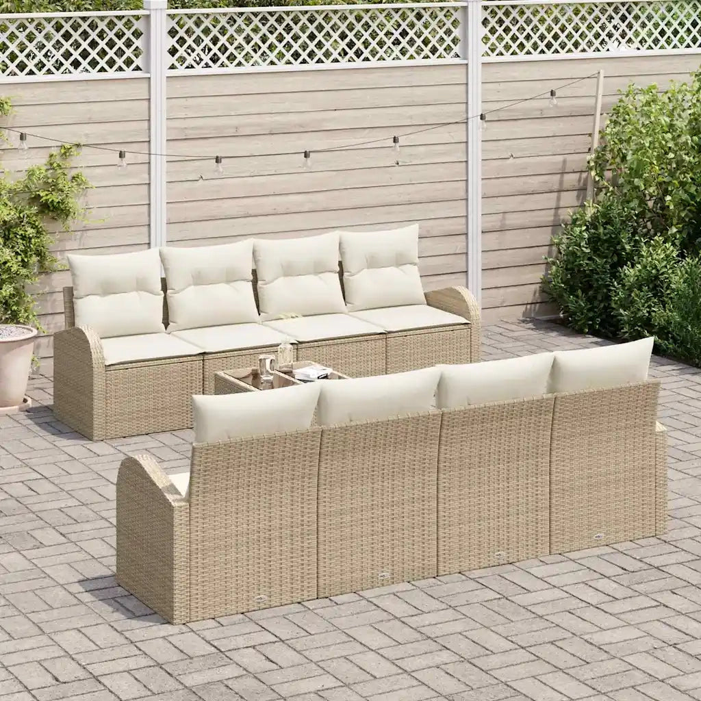 Set Divano da Giardino Beige 55 x 55 x 37 cm polyrattan