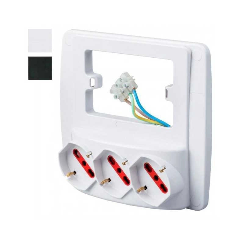 Multipresa Parete 3 Prese 10/16+Sk Nera Smart Rosi