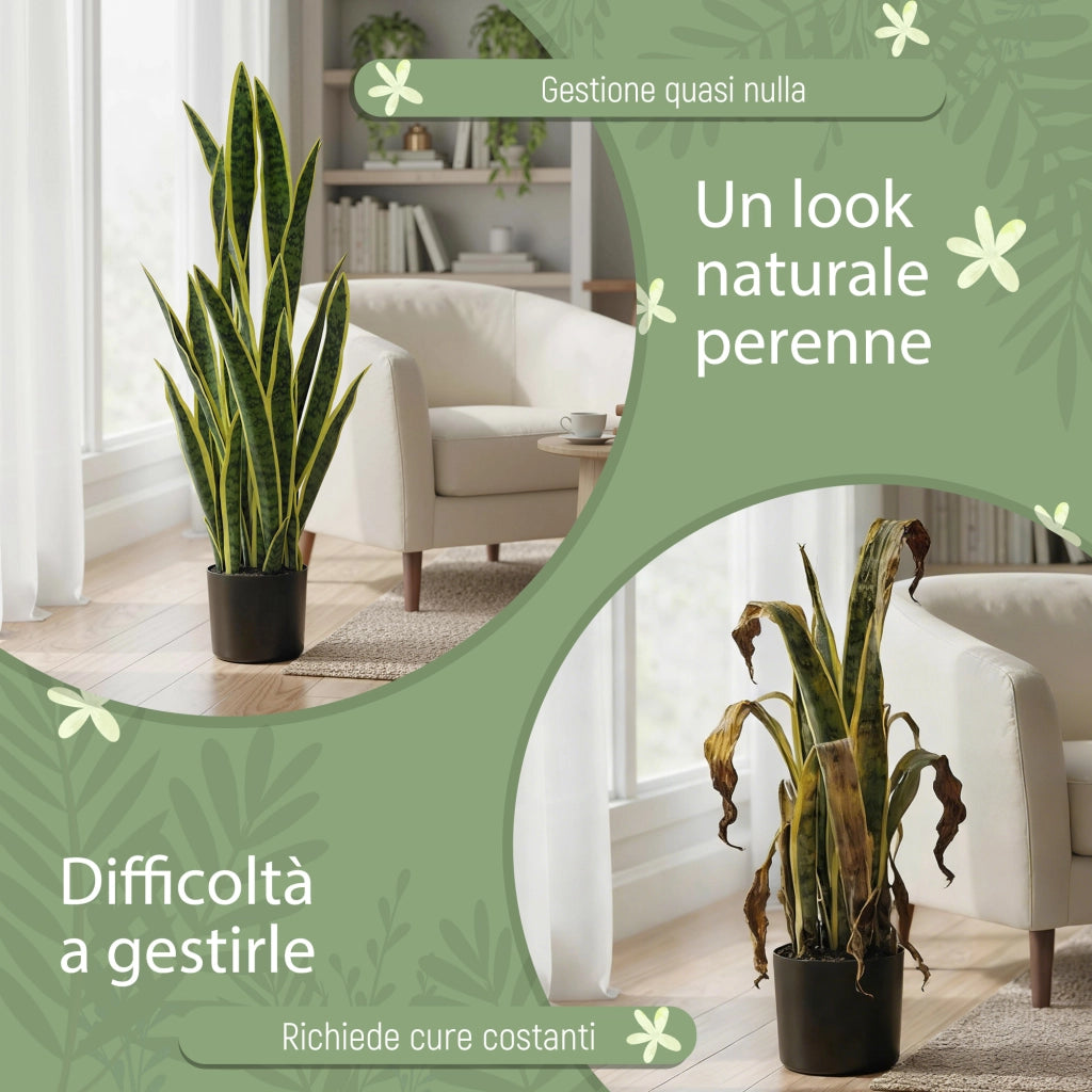 Sanseveria Artificiale in Vaso da Esterno e Interno con 21 Foglie Modellabili, ?20x90 cm