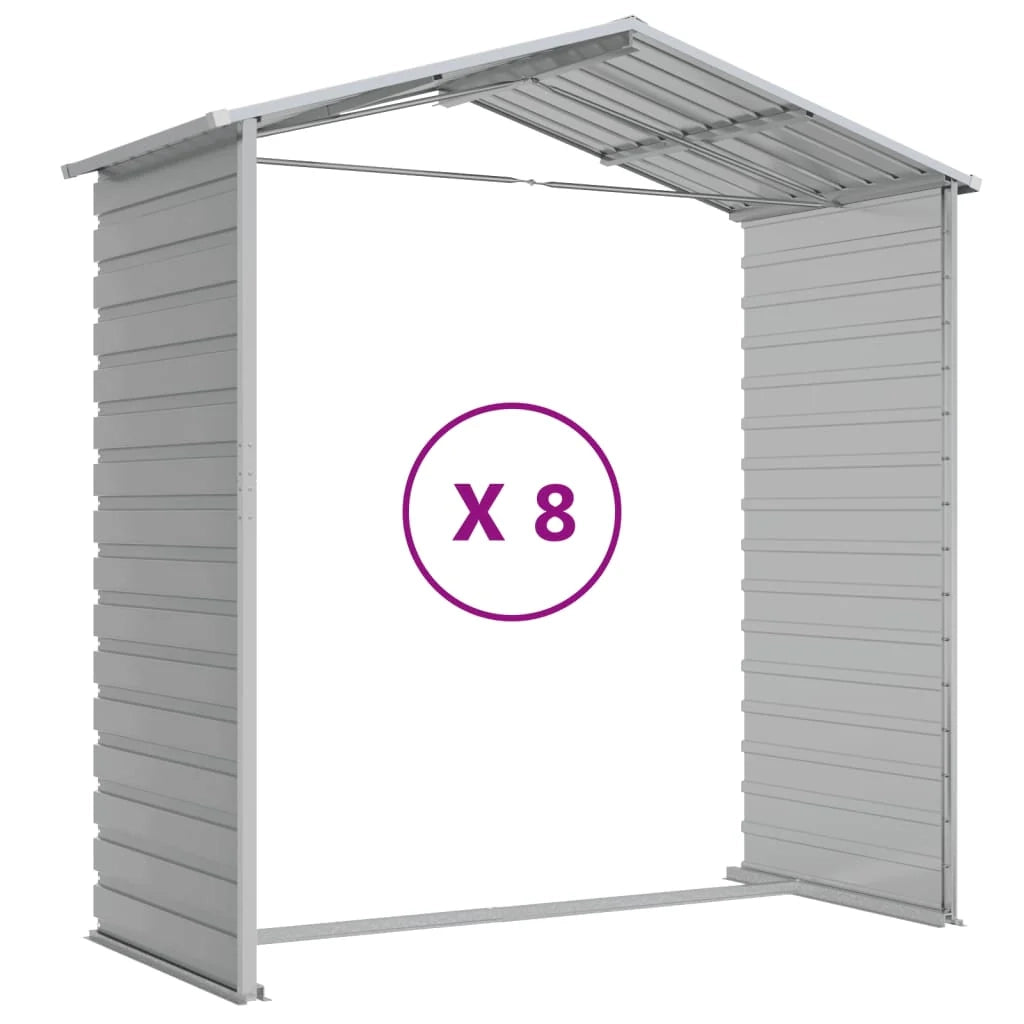 Casetta da giardino cabina ripostiglio casetta da esterno robusta casetta per attrezzi colore chiaro 191 x 725 x 198 cm acciaio zincato grigio 02_0022248
