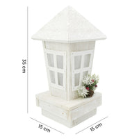 Lanterna di Natale in legno con glitter e illuminazione