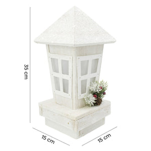 Lanterna di Natale in legno con glitter e illuminazione